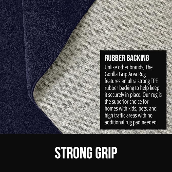GORILLA GRIP Ultra Soft Washable Area Rug, Stain and Slip Resistant Plush Thick Carpet for Bedroom Living Room, No Shed Floor Rugs, Pet Friendly, Dorm Essentials, Kids Nursery Home Decor 3x2 Navy Blue