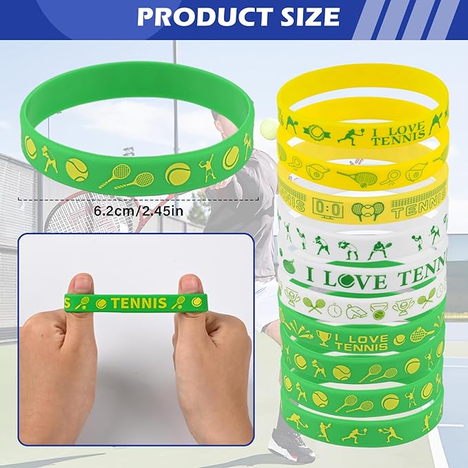 LiYiQ 72 Pcs Tennis Party Favors Tennis Team Gifts Tennis Goodie Bags Stuffers Tennis Ballpoint Pens Bookmark Card and Silicone Bracelet