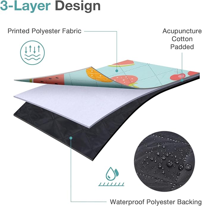 Picnic Blanket Extra Large 79" x 79", Washable Picnic Blankets, Camping Blanket with Portable Handle & Shoulder Strap - SummerFruits