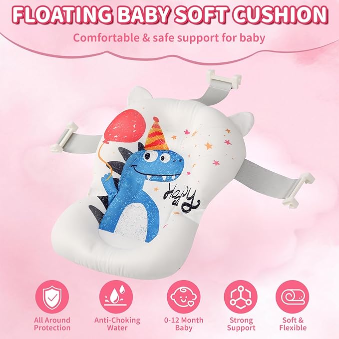 Baby Bathtub,Collapsible Baby Bath Tub with Thermometer & Soft Floating Cushion,Portable Travel Baby Bathtubs for Newborns to Toddlers 0-36 Months(Crab Gray)