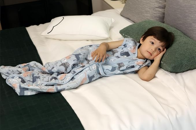 Baby Sleep Sack 2-4 T Baby Wearable Blanket 100% Organic Cotton 0.5 TOG Toddler Sleep Sacks 2- Way Zipper Soft 4 Layers 2T 3T 4T Kitten
