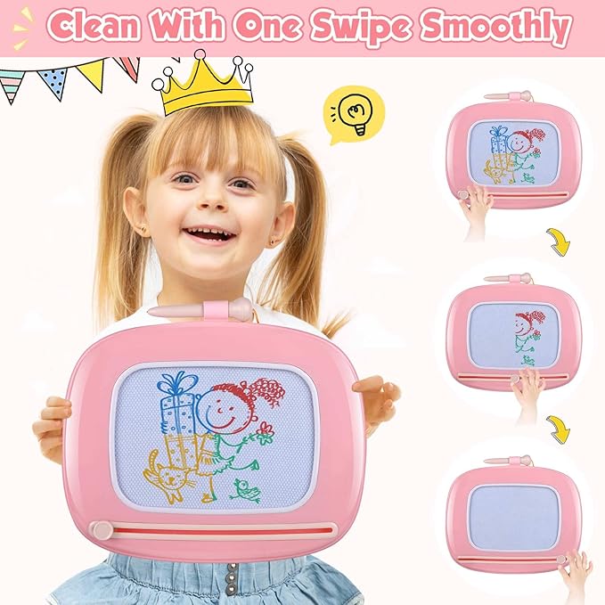 Smasiagon Toddler Toys Age 1-2, Magnetic Drawing Board, Early Learning Doodle Board Writing Painting Sketch Pad, Birthday Christmas Day Gifts for 1 2 3 Year Old (Pink)
