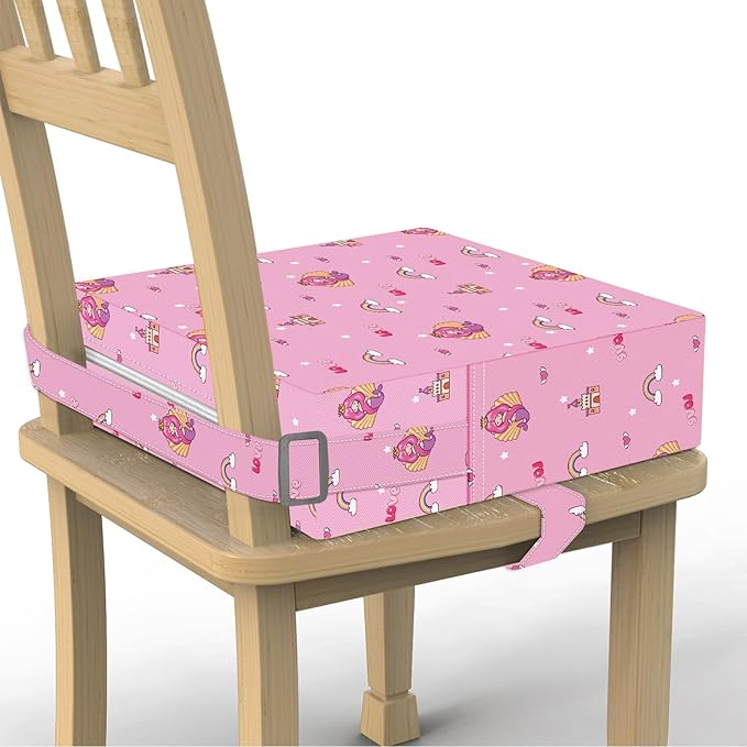 Toddler Booster Seat for Dining Table, Portable Kids Booster with Adjustable Safety Buckles, Non-Slip Bottom, Travel Cushion