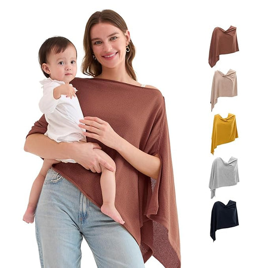 Momcozy Nursing Cover for Breastfeeding, Soft Privacy Poncho, Multi-Use Nursing Shawl, Portable Breast Feeding Covers for Women, Includes Laundry Bag (Rose Taupe)