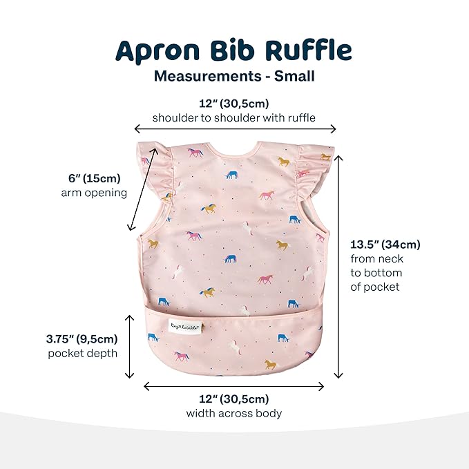 Tiny Twinkle Mess Proof Baby Bib - Waterproof & Lightweight Baby-Led Weaning Apron | 100% Recycled Polyester, Easy Clean & Machine Washable (Unicorn Confetti, Small 6-24 Months)