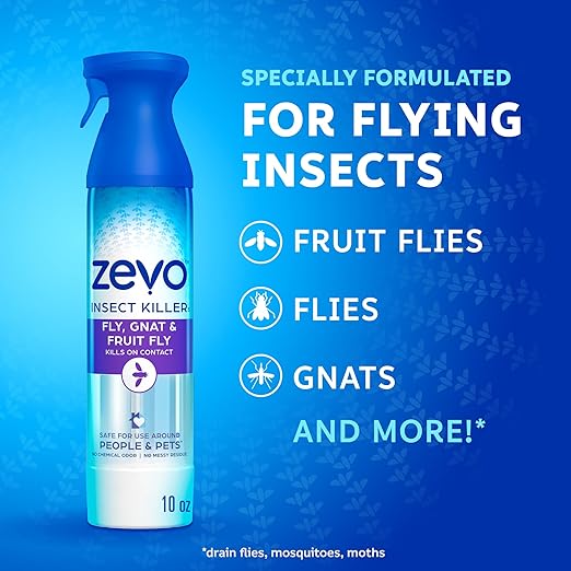 Zevo Flying Insect Killer Spray - Bug Spray for Home Use - Versatile Gnat, Mosquito, Fruit Fly Killer & More - with Rosemary & Cornmint Oil - for Indoor & Outdoor Use (2 Bottles)