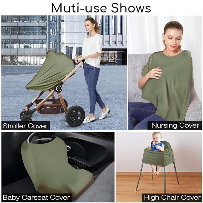 Nursing Cover & Baby Nursing Poncho,Multi Use Breastfeeding Cover for CarSeat Canopy, High Seat Cover, Stroller Cover, Shopping Cart Cover,Nursing Scarf for Boy and Girl by Kefee Kol (Green)