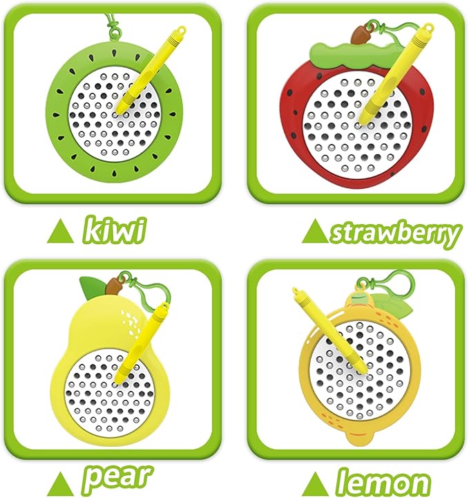 1PCS Strawberry Magnetic Drawing Board for Kids & Toddlers with Beads and Magnet Stylus Pen - Magnetic Travel Toy for Airplane & Car Ride Activities for Kids
