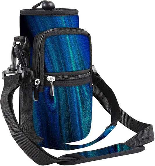 25/32/40/64oz Water Bottle Bag Holder Carrier-Insulated Crossbody Sling Case Sleeve with Strap & Pockets for Men Women Gym Cycling Travel Walking Hiking Camping