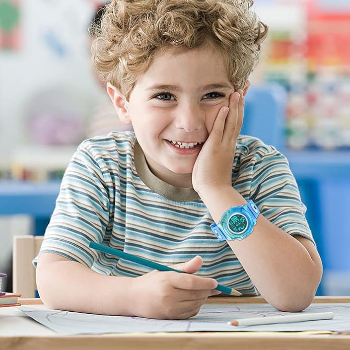 Kids Watch,Boys Watch for 3-15 Year Old Boys,Digital Sport Outdoor Multifunctional Chronograph LED 50 M Waterproof Alarm Calendar Analog Watch for Children with Silicone Band,Kids Gift