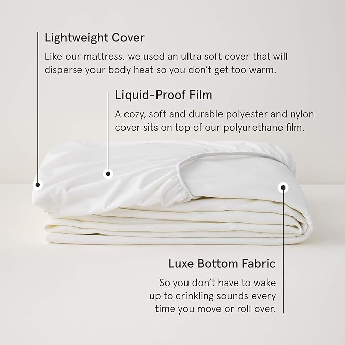 Tuft & Needle Cal King Mattress Protector - Waterproof, Liquid-Proof, Sleeps Quiet, Fitted Sheet Style, Soft and Comfortable, White