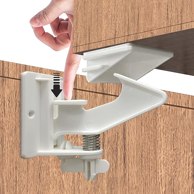 20 Pack Cabinet Locks Child Safety Latches - Vmaisi Baby Proofing Cabinets Drawers Lock - Upgraded Stronger Adhesive Easy Installation - No Drilling