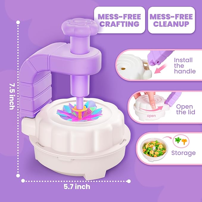 windpaint Toys for Girls 3 4 5 6 7 8 9 10 Years Old, DIY Craft Kits for Kids, Fabric Flower Bouquets for Girls Gifts, Educational Learning Detective Toys for Toddler Kids,Birthdays Gifts (Purple)