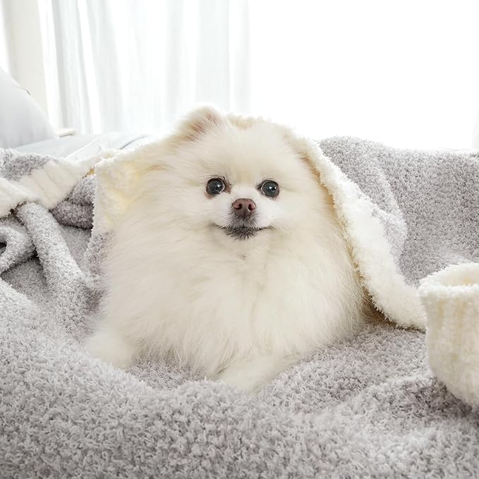 Snuggle Sac Oversized Grey Throw Blankets Twin Size,Super Soft Warm Blankets Cozy Knit Fuzzy Throw Blankets for Sofa, Bed, Heather Grey, 60x80 inches