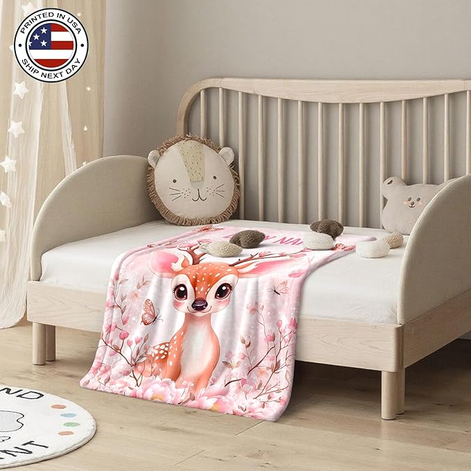 Ship Next Day, Personalized Baby Blanket – Printed in USA, Custom Baby Blanket for Boys & Girls, Baby Blanket with Name, Baby Shower, Easter, Christmas, Birthday Newborn & Toddler Gifts, Baby Gifts