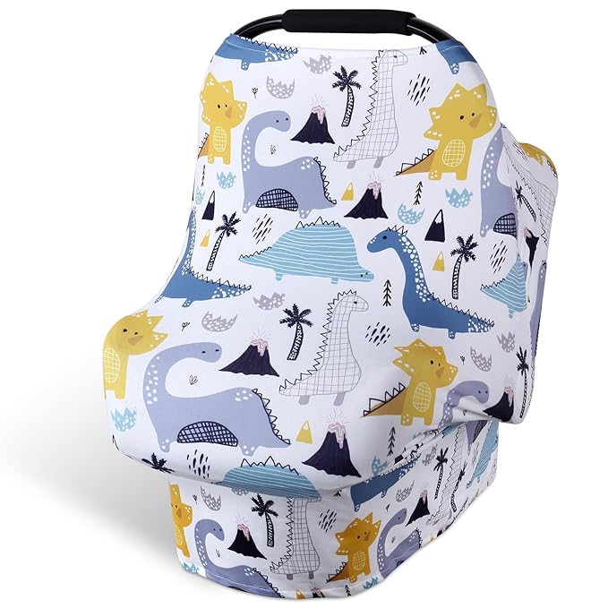 Rquite All-in-1 Car Seat Cover Baby, Carseat Covers for Girl Boy, Stretchy Soft Infant Car Seat Cover, Multi-use Baby Carrier Cover, Car Seat Canopy, Stroller Sun Shade, Nursing Breastfeeding Cover