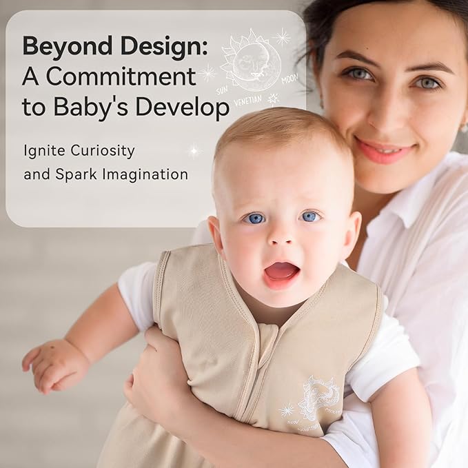 Baby Sleep Sack 0-6 Months 3 Pack 100% Cotton Lightweight 0.5 TOG Wearable Blanket Baby Sleep Bag with 2-Way Zipper for Newborn Infant Toddler Beige