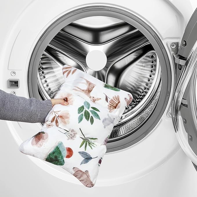 Infant Car Seat Insert and Strap Covers, Very Soft Car Seat Head Support Baby Girl Boy, Reversible Newborn Carseat Insert Cushion Fits for Stroller, Baby Swing, Bouncer (White Animals)