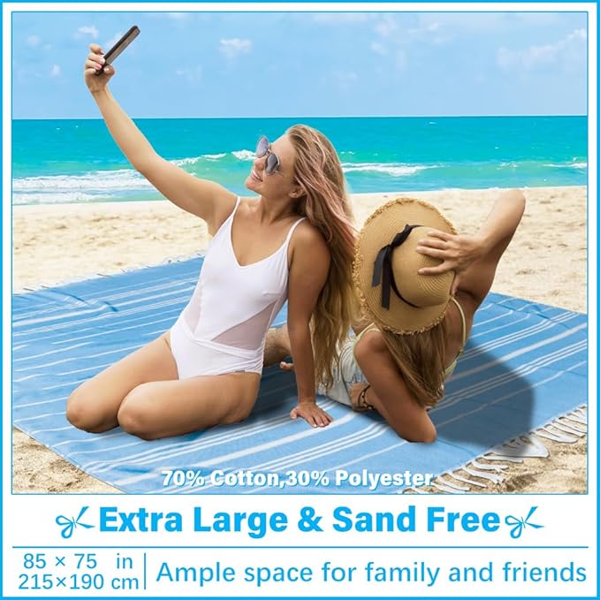 Oversized Turkish Beach Towel Blanket XXL Cotton Sandproof Towels Boho Woven Extra Large Big Sand Free Giant Throw Thick Blankets Huge Quilt XL Picnic Camping Necessities Cloud For Adult Gifts