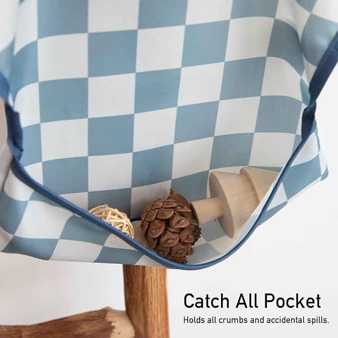 Mess Proof Baby Bib 3 Pack, Waterproof Led Weaning Baby Feeding Bibs with Food Catcher, Travel Feeding Bibs