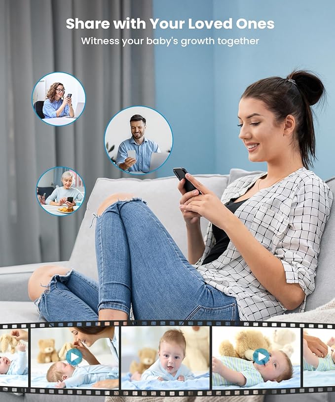 ieGeek 5.5" Baby Monitor,Audio Monitor with 2.5K Ultra HD 2.4G&5Ghz WiFi Camera,Night Light,Face Covering&Cry Detection,Two-Way Talk,Night Vision,Temp&Humidity Sensor,4000mAh Battery,App Control