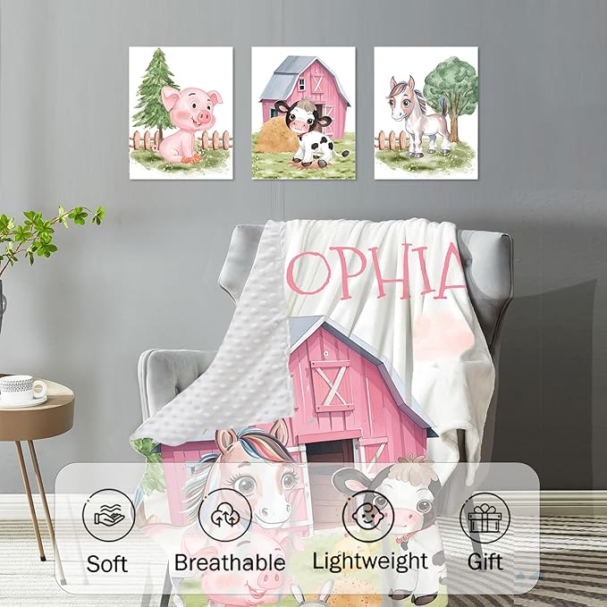 Personalized Nursery Crib Bedding Set: Custom Name 5 Piece Baby Crib Sets with Animal House Design - Toddler Double Layer Blanket Set, Comfortable Crib Bed Sheets for Baby Grils