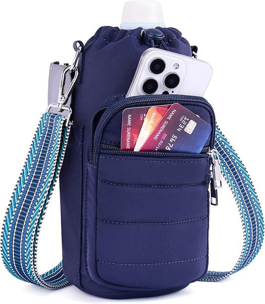 Water Bottle Bag 40 oz Crossbody Holder for Walking Hiking Insulated Carrier Purse with Adjustable Strap