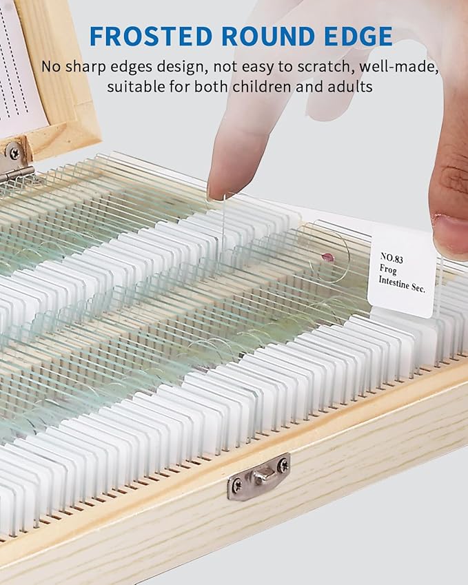 160-Pcs Microscope Slides with Specimens,Pre-Made Glass Slides with Specimens,Educational Microscope Slides and Covers for Young Scientists,Perfect for Biology Class and Experiments