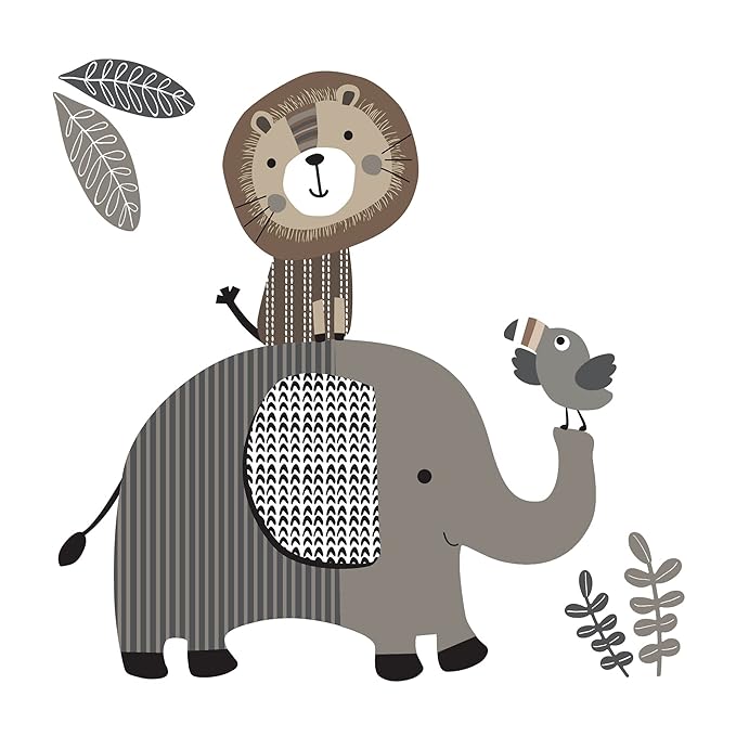 Lambs & Ivy Urban Jungle 4-Piece Crib Bedding Set - Gray, Brown, White, Jungle