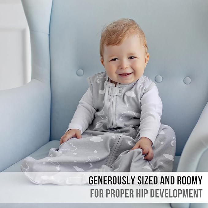 Baby Sleep Sack 1.0 TOG, Organic Cotton Baby Wearable Blanket with Two-Way Zipper, Swaddle Transition Baby Sleeping Bag, All-Season Sleep Sack for Newborn Infant Toddler Boy Girl, 2-Pack, 0-6 Month