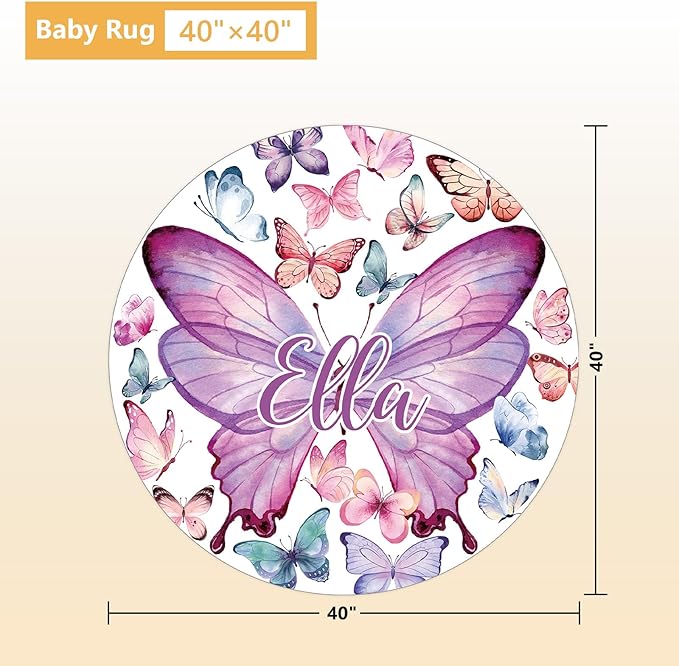 Personalized Baby Bedding Set, 5 Pcs Custom Infants Bedding Set with Infant Name, Double Layer Nursery Crib Set for Girls Boys, Customized Gifts for Toddler Baby Shower, Pink & Purple Butterfly