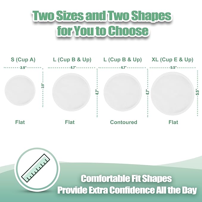 wegreeco Nursing Breast Pads (14 Pack) + Laundry Bag & Travel Storage Bag, 4.7 inch Option - Washable & Reusable Breastfeeding Nursing Pads (White, Plain Shape)