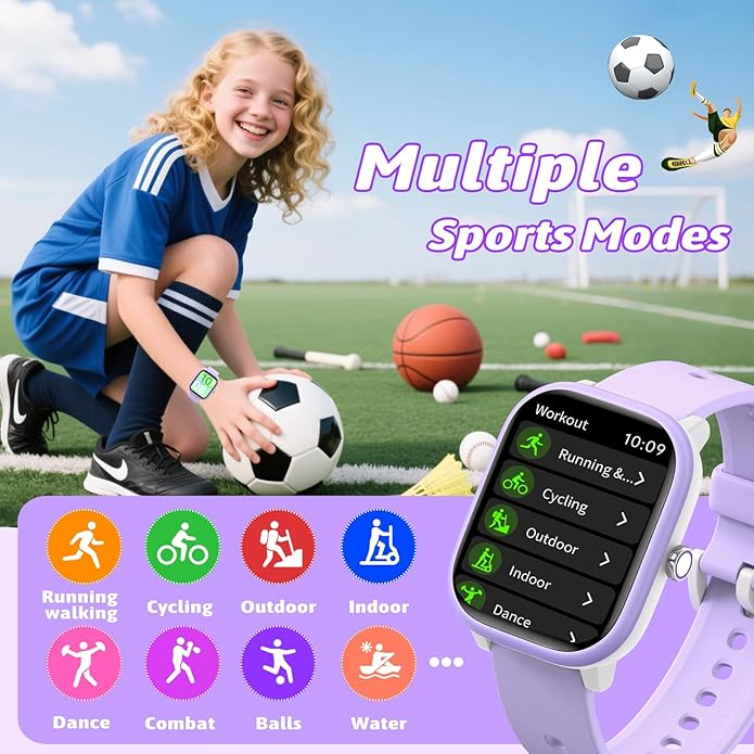 Smart Watch for Kids Girls Boys No APP/Phone Needed, 1.8" IP68 Waterproof Sport Kids Watch Pedometer, Heart Rate, Sleep Monitor, Step Counter, 12 Puzzle Games for Girls Boys Teens 6-16