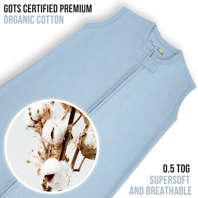 Mama Cheetah Baby Sleep Sack 0.5 TOG, Organic Cotton Baby Wearable Blanket with Two-Way Zipper, Swaddle Transition Baby Sleeping Bag for Newborn Infant Toddler Boy Girl, 0-6 Months