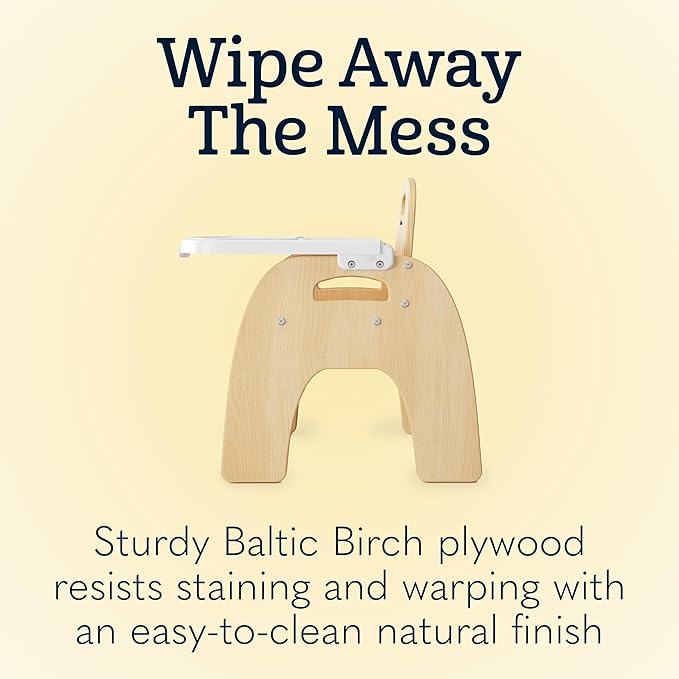 Foundations Easy Serve Low Wood Feeding Chairs Multipack, Adjustable Harness, Removable Dishwasher Safe Tray, No-Tip Base, Stackable Toddler Chairs, 2 Pack (11 inch)