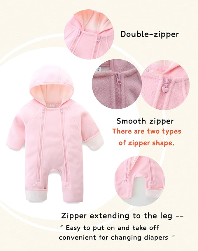 Newborn Baby Fleece Jumpsuit Girls Boys Winter Hooded Coverall Romper Cute Baby Snowsuit Clothes