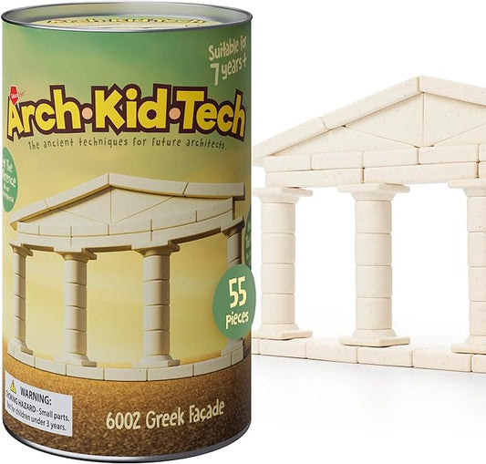 Taksa Toys Ancient Greek Facade Stem Toys Unique Educational Stackable Building Blocks, for Kids Ages 7 8 9 10+ Years Old, Indoor Architectural Kit Learning Games, Montessori Toys for Children, 55 Pcs