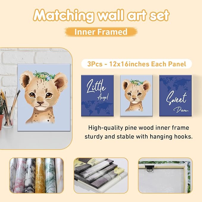 Personalized Baby Crib Bedding Set, 5 Pcs Custom Name Nursery Bedding Set, Deep Blue Leopard Baby Bedding Set for Boys, Double Layer Baby Crib Sets, Customized Gifts for Toddlers Kids Infants