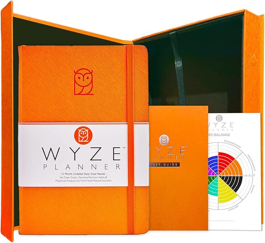 Undated Daily Planner – 1-Year B5 Productivity Organizer with Two-Page Weekly Spread, Goal Setting, Habit Tracker, Weekly & Monthly Pages – Hardcover Time Management Notebook (Orange)