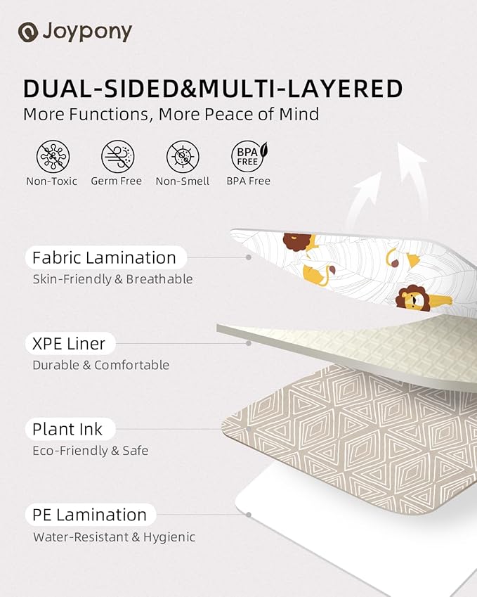 Baby Play Mat 59x71 Inch, 2 in 1 Fabric & XPE Dual-Sided Design Foldable Play Mats for Babies and Toddlers, Waterproof & Anti-Slip Baby Mat for Floor, Portable Baby Foam Crawling Mat with Travel Bag