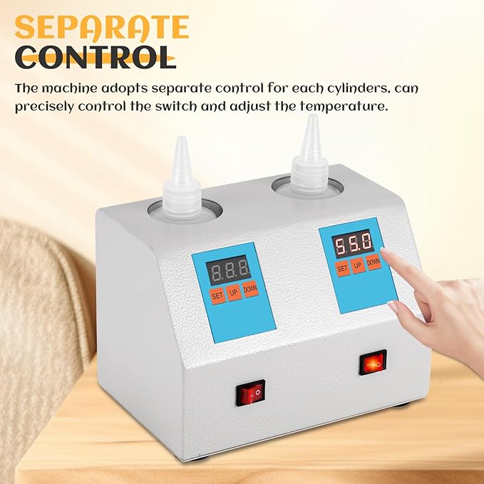 Ultrasound Gel Warmer Digital 2 Bottles Gel Warmer Massage Oil Warmer with 200ml Bottles, Gel Warmer Ultrasound Bottle Warmer for Oil Lotion Cream Gel 68-113℉ 12V
