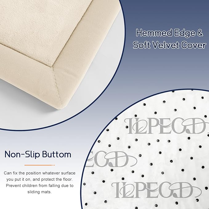 Baby Play Mat for Floor Tummy Time Mat Nursery Rug Muscle Area Playroom Rug Tatami 79"x118" Memory Foam 1.3" Thick Crawling For Babies,Toddlers, Infants, Kids,Floor(Beige)