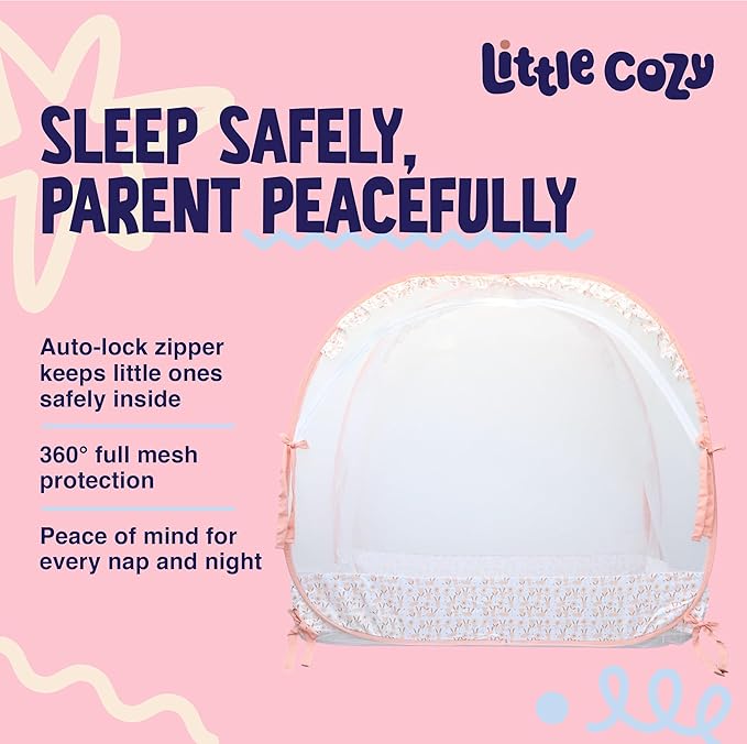 Crib Tent to Keep Baby from Climbing Out – Pop Up Crib Net Canopy with Strong Breathable Mesh, Double Auto-Lock Zippers & Durable Frame – Easy Install Baby Safety Cover for Standard Cribs