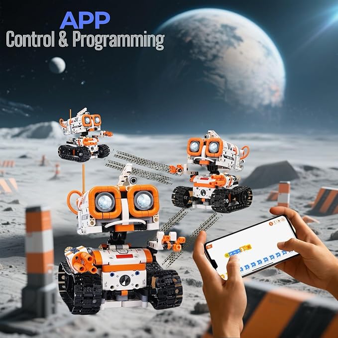 STEM Robotics Kit for Kids Ages 8-12 8-14+, 5-in-1 Remote/APP Control Coding Robot, Educational Engineering Building Toys with Programming, Science Projects Great Gift for Boys & Teens