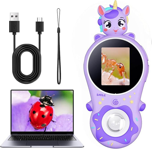 Kids Magnifying Glass with 8 Lights,Handheld Microscope for Stem Toys, Edu Gift Age 4-6 8-12 Children Students