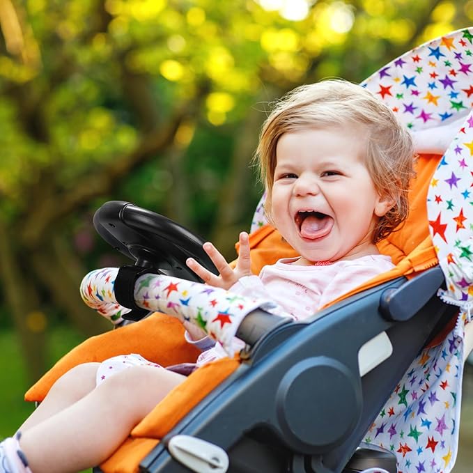 Accmor Stroller Steering Wheel Toy, Pretend Driving Simulated Steering Wheel for Baby Stroller Shopping Carts, Universal Detachable Funny Stroller Shopping Carts Toy Attachment Accessories