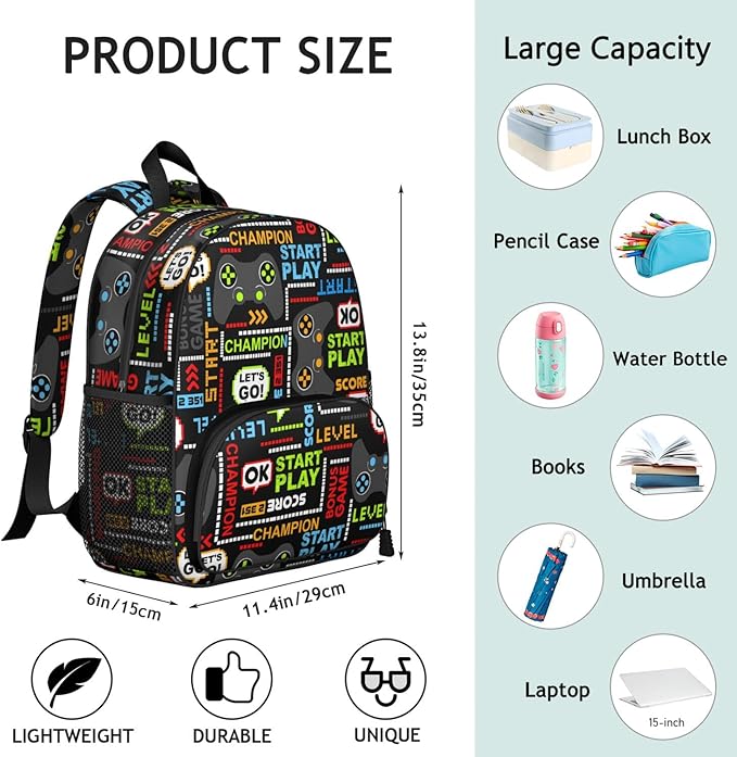 Toddler Backpack for Boys 3-8: Preschool Kindergarten Backpack - Cute Kids Backpacks for Boys-Game