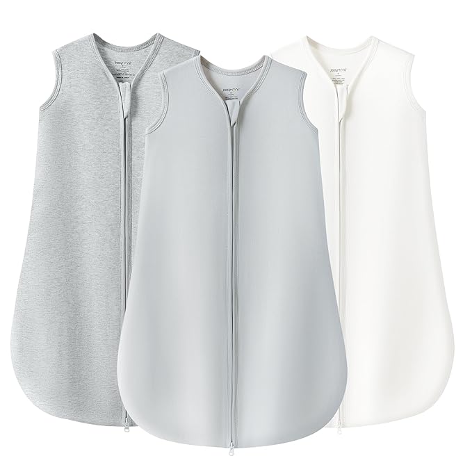 JELLYMONI Baby Sleep Sack 18-24 Months 100% Cotton Wearable Blanket, 0.5 TOG Soft Lightweight Toddler Sleeping Sack 3 Pack 2-Way Zipper Newborn Sleep Sacks