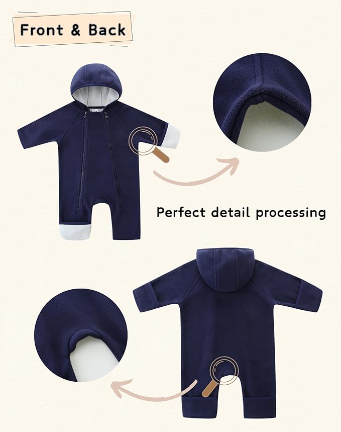 Newborn Baby Fleece Jumpsuit Girls Boys Winter Hooded Coverall Romper Cute Baby Snowsuit Clothes