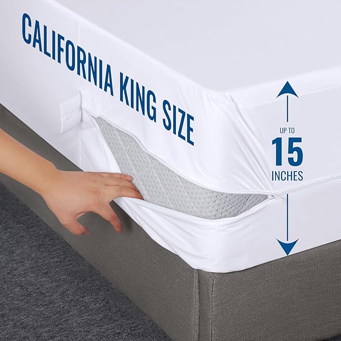 Utopia Bedding Zippered Mattress Encasement California King, 100% Waterproof Bed Bug and Dust Mite Proof Mattress Protector, Absorbent Six-Sided Mattress Cover